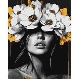 Картина за номерами "Пелюсткова гармонія" Ідейка KHO8506 з фарбами металік 40х50 см