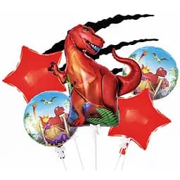 Фольгированный шарик JS Balloon фигура "Тираннозавр Рекс" 5 шт наполнение воздухом или гелием для тематических вечеринок