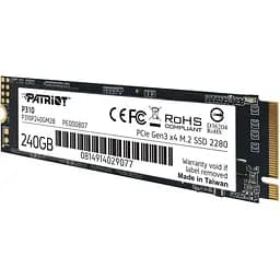 Накопичувач внутрішній швидкісний NVMe М2 SSD 240 ГБ - PATRIOT P310