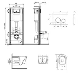 Набір Q-tap Nest 4 в 1 підвісний унітаз Swan Ultra Quiet 485x360x320 + комплект інсталяції QT16335179W45151 - мініатюра 2