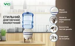 Диспенсер керамічний ViO CD-01 для води, Синя смуга, на дерев'яній підставці - мініатюра 9
