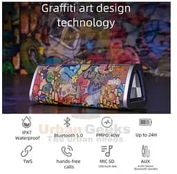 Колонка портативна Mifa A10 Plus Graffiti 20 Вт Bluetooth IPX7 - мініатюра 6