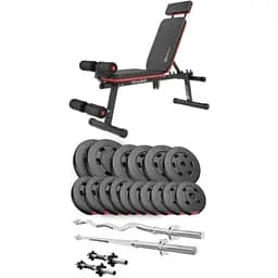 Набір Hop-Sport Premium 75кг з лавою HS-2040 HB штангами та гантелями