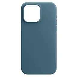 Кожаный чехол-панель для Apple iPhone 15 Pro Max, FAKE Leather Case, голубой, искусственная кожа, премиальный, противоударный, защита всего корпуса, с мягкой подкладкой, поддержка MagSafe и беспроводной зарядки, ArmorStandart (ARM76310)