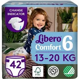 Подгузники Libero Comfort 6 (13-20 кг), 42 шт. (84021)