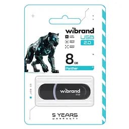 USB флеш накопичувач Wibrand 8GB Panther Black USB 2.0 (WI2.0/PA8P2B) - мініатюра 2