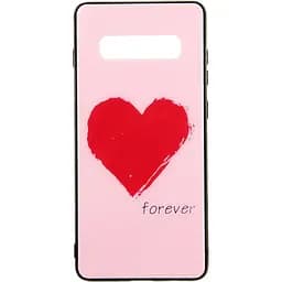 Чохол-накладка Toto Glass Fashionable Case Samsung Galaxy S10+ Red Heart on Pink