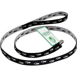 Повідець капроновий Lucky Pet Лапки, 120х1,6 см, чорно-сірий