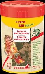 Сухий корм Sera San Nature для посилення забарвлення для всіх декоративних акваріумних риб пластівці 100 мл