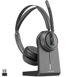 Беспроводная гарнитура Nuroum AW-HP31D с шумоподавлением микрофоном и зарядной станцией Bluetooth 5.3 черная 