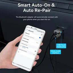 Автомобільний аудіоприймач AUX TRS 3.5мм USB Bluetooth 5.4 Coiled Cable 1.5M Gray Zinc Alloy - мініатюра 8
