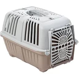 Переноска для котів і собак MPS Pratiko 2 з пластиковими дверцятами 55х36х36 см cвітло-коричнева