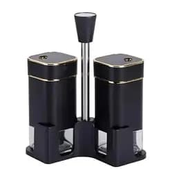 Органайзер набор Condiment Set для специй на подставке с 2 баночки для соли и перца по 120 мл Черный