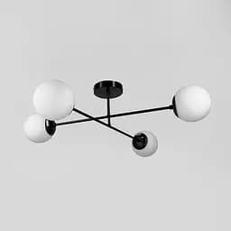 Люстра у чорному корпусі із 4-ма білими плафонами Ø 73 см | Line F | Арт. S7072/4 BK+WT