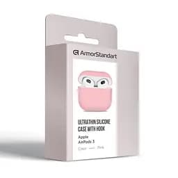 Силіконовий чохол для навушників Apple AirPods 3, Ultrathin Silicone Case, рожевий, захисний чохол, ультратонкий і легкий, захист від подряпин і пилу, м"який силікон, ArmorStandart (ARM60288) - мініатюра 3