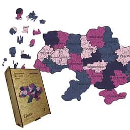 Пазл деревянный Украина Фиалковая, А3, Картонная коробка 200 элементов