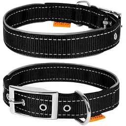 Ошейник для собак Dog Extreme из нейлона двойной со светоотражающей вставкой ширина 20 мм длина 30-40 см черный