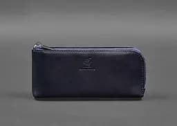 Кожаный портмоне-купюрник на молнии 14.0 синий