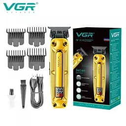 Акумуляторна машинка для стрижки VGR V-904 GOLD, 4 насадки, 2000 mAh, LED display дисплей - мініатюра 2