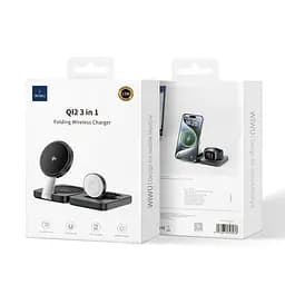 БЗП Wiwu Wi-W028 QI2 3 in 1 wireless charger Black - мініатюра 5