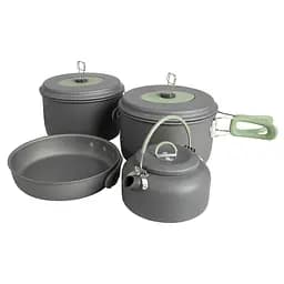 Набір посуду Bo-Camp Explorer XL 4 Pieces Hard Anodized Grey/Green (2200249), Сірий