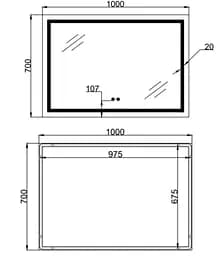 Дзеркало Qtap Mideya (MI1) прямокутне з LED-підсвічуванням Touch QT2078NCF10070 - мініатюра 3