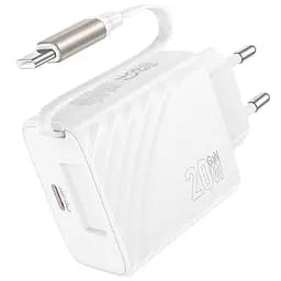 МЗП Hoco N57 Full PD20W with retractable cable Type-C (2USB-C) White - мініатюра 4