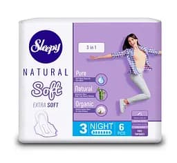 Прокладки нічні Sleepy Soft Night (320 мм) 7 крапель 6 шт. натуральний склад