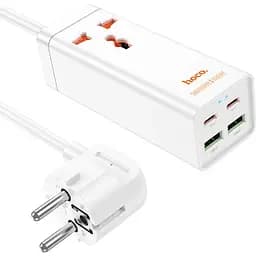 Мережевий подовжувач Hoco AC10A Barry PD65W GaN (2C2A with 1 socket) Desktop Charger White