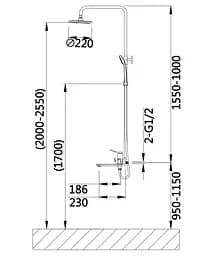 Душова система універсальна Qtap Presto Graphite QTPRE111GRP45585 - мініатюра 9