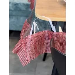 Скатерть силиконовая с красной стразовой лентой 240х200 см