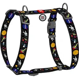 Шлея для собак анатомічна Waudog Nylon NASA, L, чорний (5543)