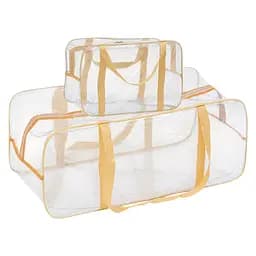 Набор прозрачных сумок в роддом: размер S 30х20х15 см + размер XL 60х25х30 см (бежевые)