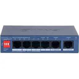 Коммутатор Dahua PoE DH-CS4006-4ET2GT-36 4x10/100 PoE 2хRJ45 Uplink 115х85х195 мм Black