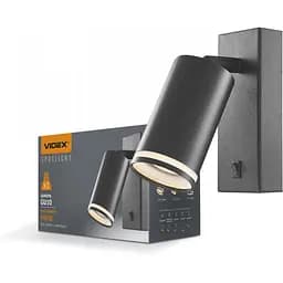 Світильник Videx під лампу GU10 SPF05E настінний з кнопкою чорний