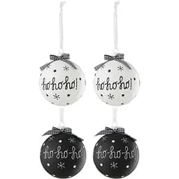 Елочные стеклянные шары J-line белого и черного цвета 10 см 4 шт. (37389)