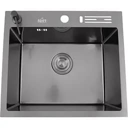 Чорна кухонна мийка Nett NВ-5245 45 см накладна з нержавійки