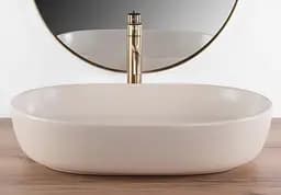 Умивальник Rea Cleo 61 beige matt бежевий накладний REA-U9655 - мініатюра 4