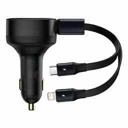 Автомобільний зарядний пристрій Baseus Enjoyment Retractable 2-in-1 Car Charger C+L 30W CGTX000001 Black