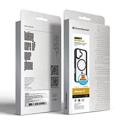 Чехол Apple iPhone 17, Unit MagSafe, черный, прозрачный, магсейф, противоударный, магнитный, панель-накладка с поддержкой MagSafe, с поддержкой беспроводной зарядки, TPU+PC, защита всего корпуса, ударопрочный, ArmorStandart (ARM90579) - мініатюра 7