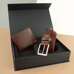 Подарочный мужской набор Handycover 2511 (портмоне и ремень) коричневый в коробке