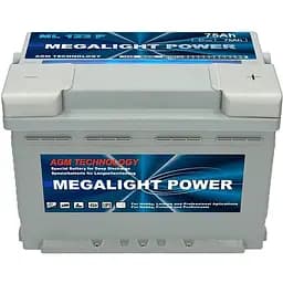 Акумулятор Стаціонарний Megalight AGM 75 Ah Ев (-/+) 278х175х190 мм
