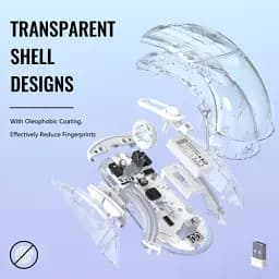 Миша бездротова Attack Shark X2 Pro + док-станція, Transparent White, Bluetooth 5.2 / USB 2.4GHz / Type-C, оптична (сенсор PixArt PAW3212), 1200 - 4000 dpi, RGB підсвічування, 5 кнопок, акумулятор 800 mAh - мініатюра 5