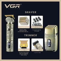 Шейвер-тример VGR V-649 Shaver Set, електробритва з насадками, чоловіча, акумуляторна, з дисплеєм - мініатюра 4