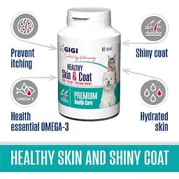 Вітамінно-мінеральна добавка Gigi Healthy Skin & Coat при хронічних дерматитах та для покращення стану шкіри та шерсті 90 таблеток (GIG43056) - мініатюра 2