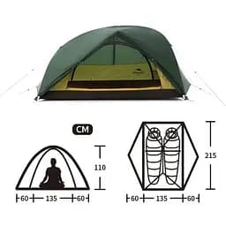 Намет надлегкий двомісний Star-River 2 Updated Naturehike (NH17T012-T, 210T) з футпринтом - темно‑зелений, Темно-зелений, Зелений - мініатюра 4