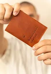 Кожаная обложка для военного билета 7.3 светло-коричневая Crazy Horse