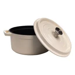 Каструля чавунна 4.5 л емальована з кришкою посуд для тушкування та запікання Premium Cookware HP-1-19-WHITE