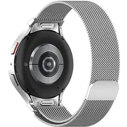 Ремінець для Samsung Galaxy Watch 6 40mm 6 44mm - сріблястий ширина кріплення 20мм металевий Watchbands Milanese Button (W42-5WB19042457)