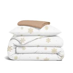 Дитяча постільна білизна фланель Cosas SNOWFLAKES GOLD 110х140см (Flannel_SnowflakesGold_12Caramel_140)